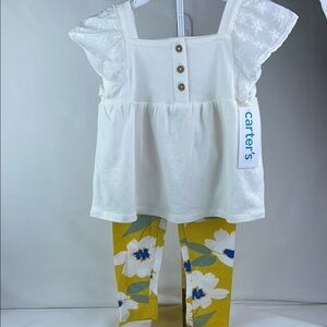 Carter's White Top and Yellow Floral Leggings Set